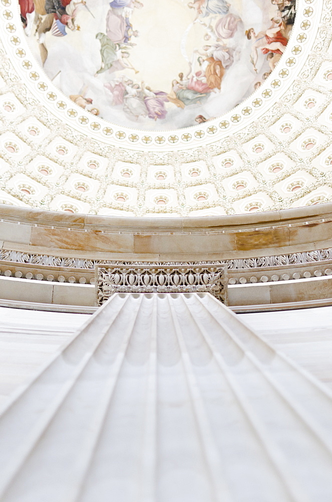 USA, Washington DC, Capitol Building, Close up of fresco and coffers on ceiling
