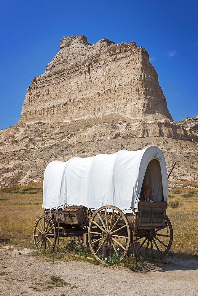 Scott's Bluff National Monument, Pioneer's covered wagon, USA, Nebraska, Scott's Bluff National Monument