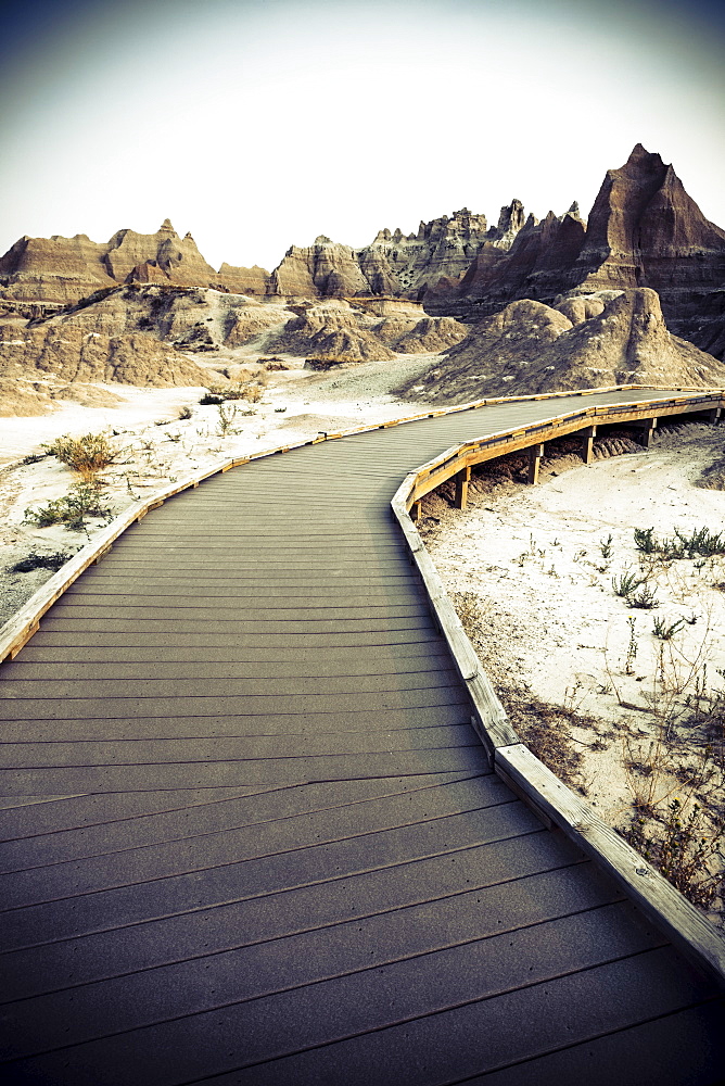 Boardwalk through the desert, USA, South Dakota, Badlands National Park