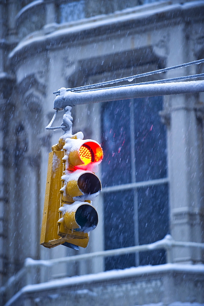 Traffic lights in the snow