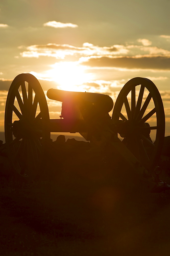 Sunset over civil war cannon