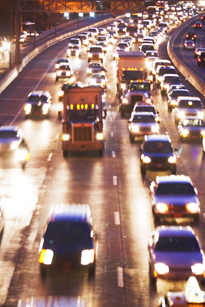 Blurred motion shot of traffic on large highway