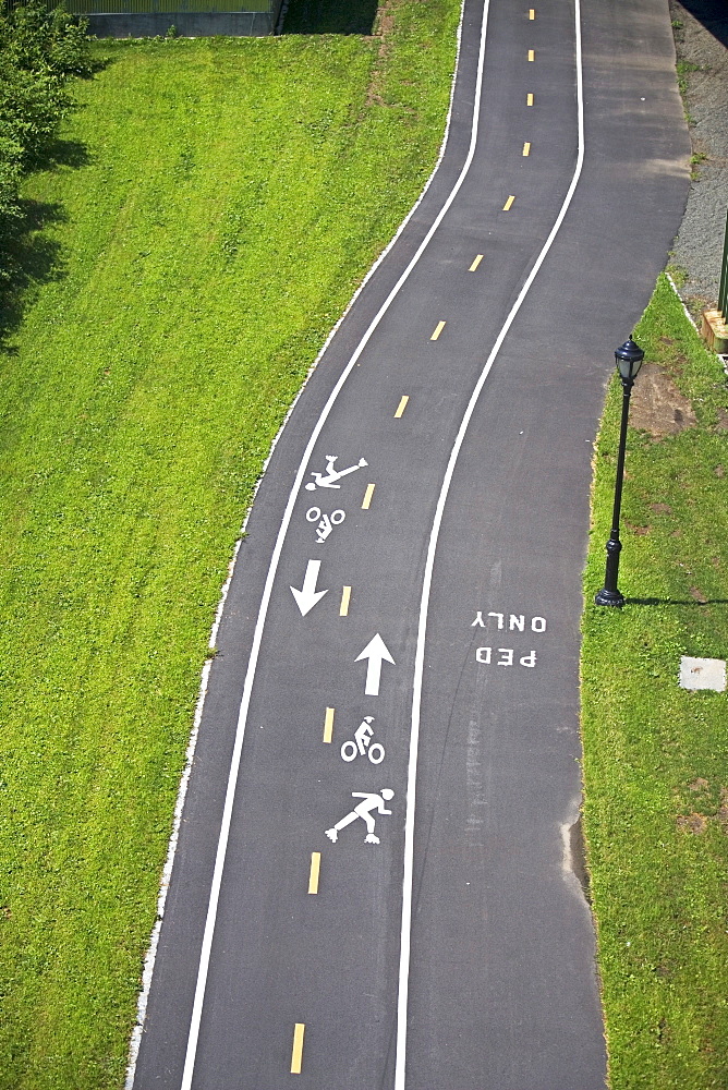 High angle view of bike trail