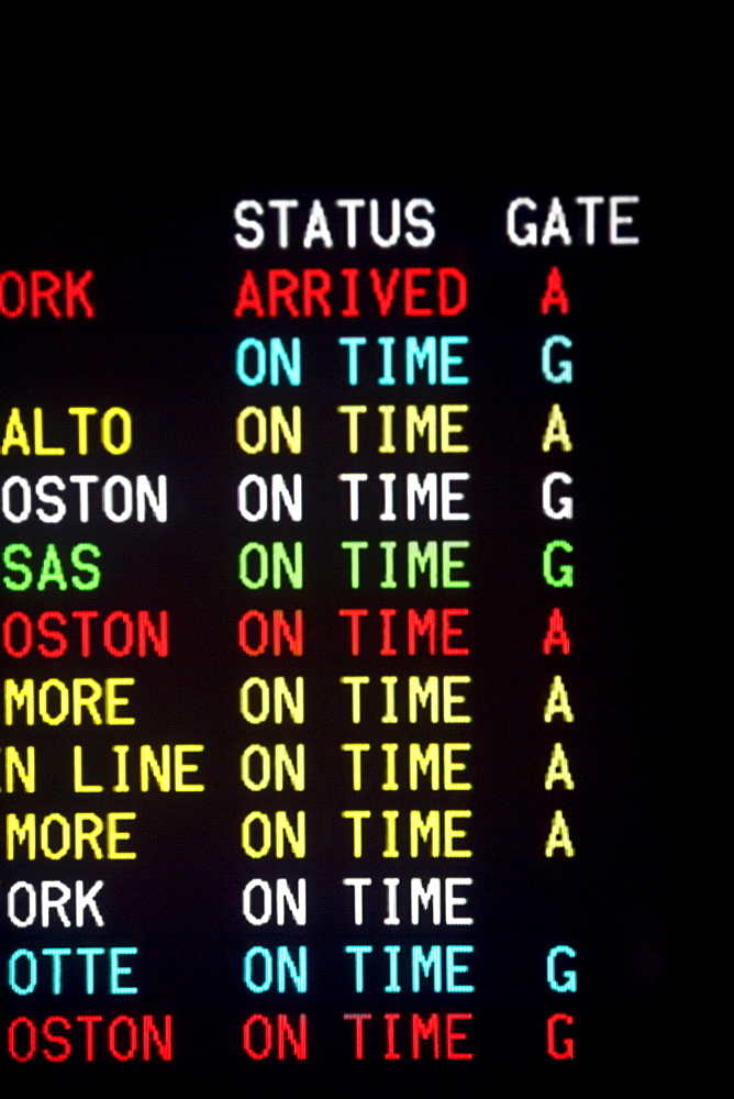 Close up of transportation time table, Washington DC, United States