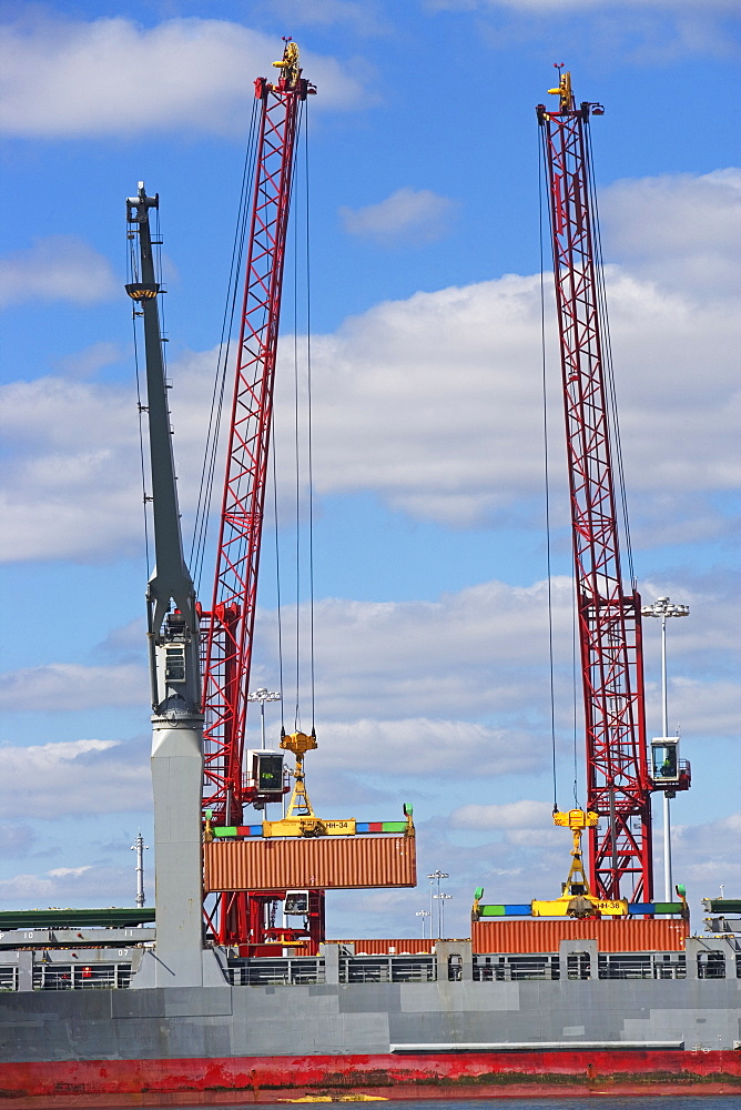 Cranes on cargo ship