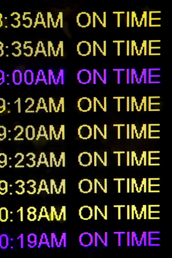 Close-up of arrival departure board