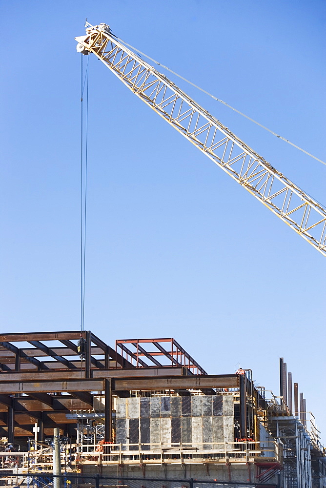 USA, Long Island, Crane on construction site