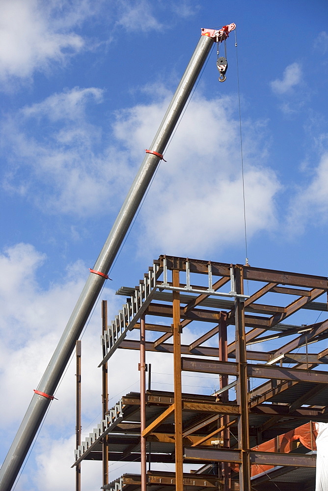 Part of construction frame and crane