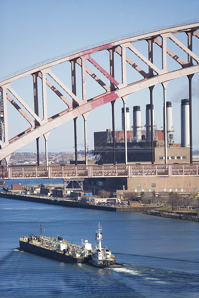 Ship under bridge