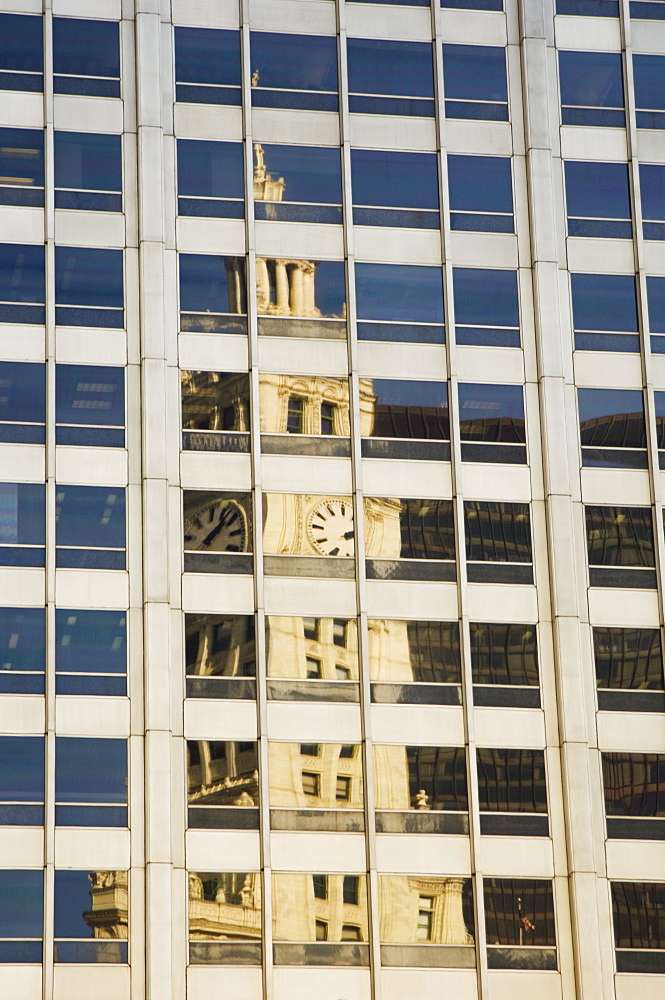 Reflection of the Wrigley Building Chicago Illinois USA