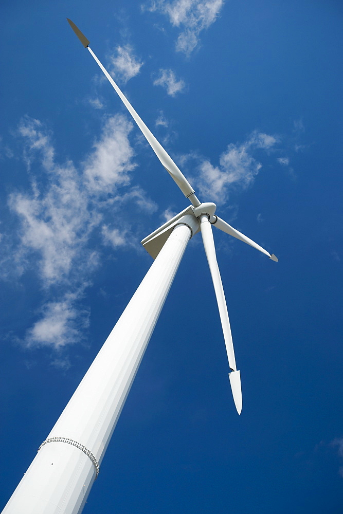 Low angle view of wind turbine