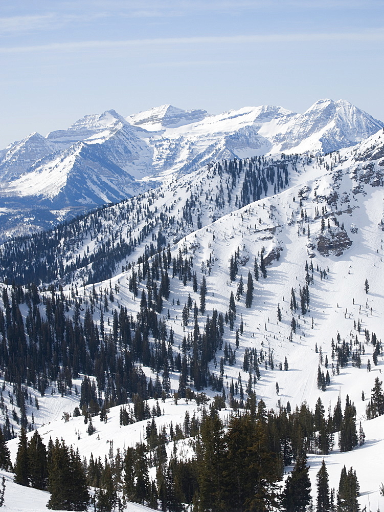 Snow covered mountains, Wasatch Mountains, Utah, United States