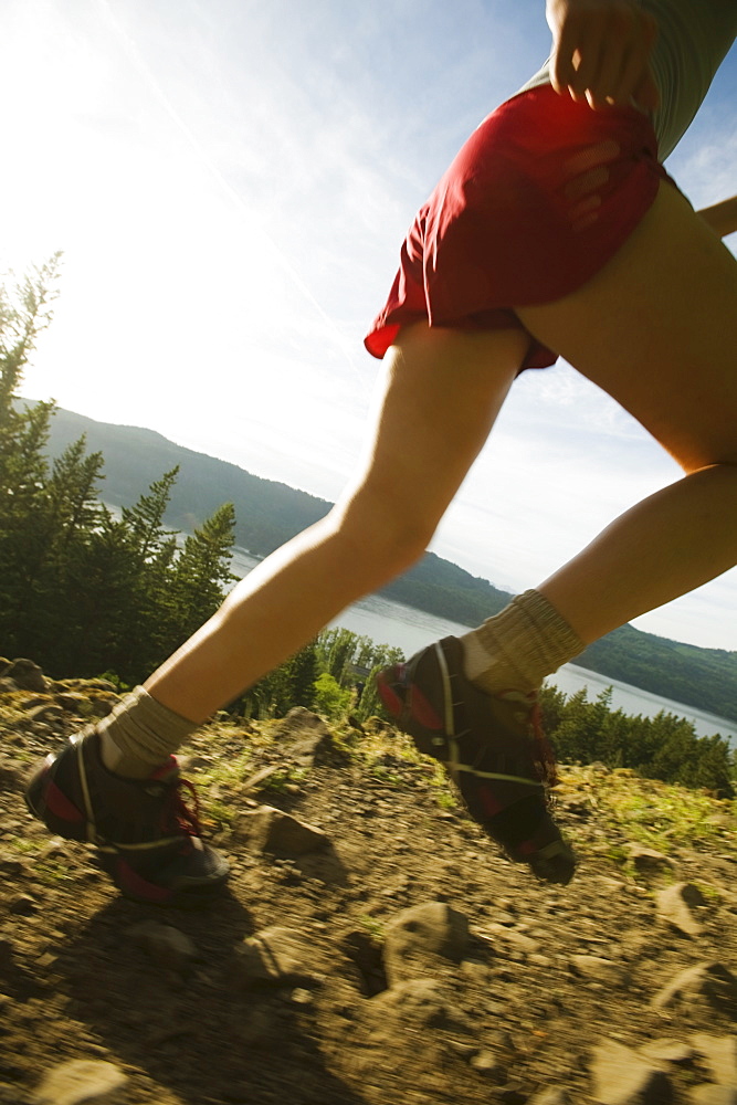 Runner on rocky trail