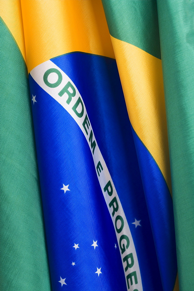 Close up of flag of Brazil