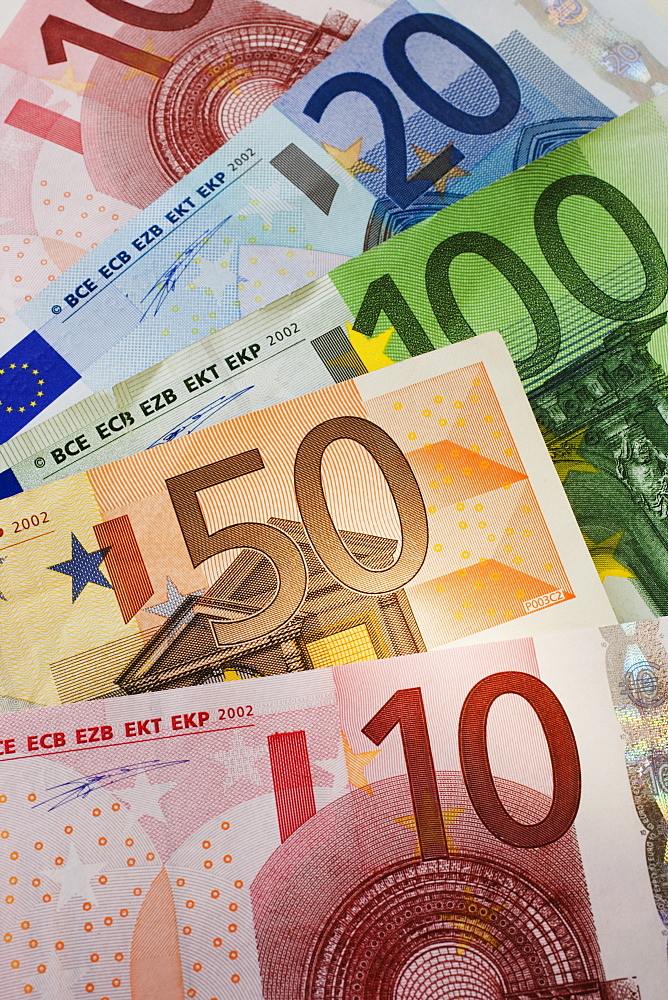 Close up of assorted Euros