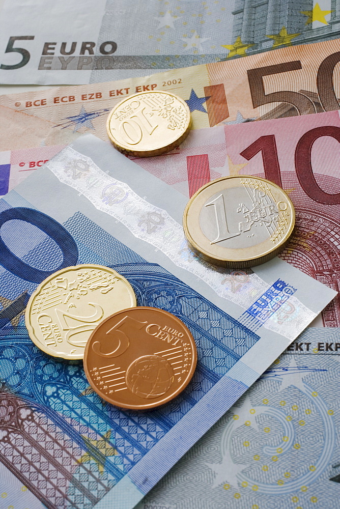 Close up of assorted Euros