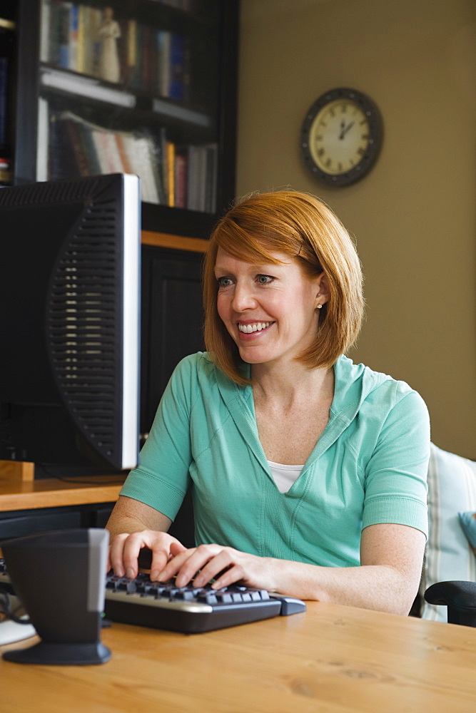 A woman in a home office