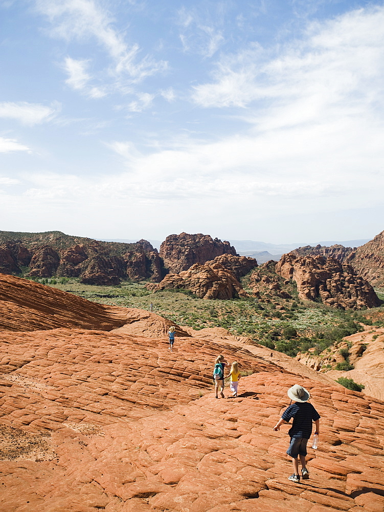 A father with kids at Red Rock