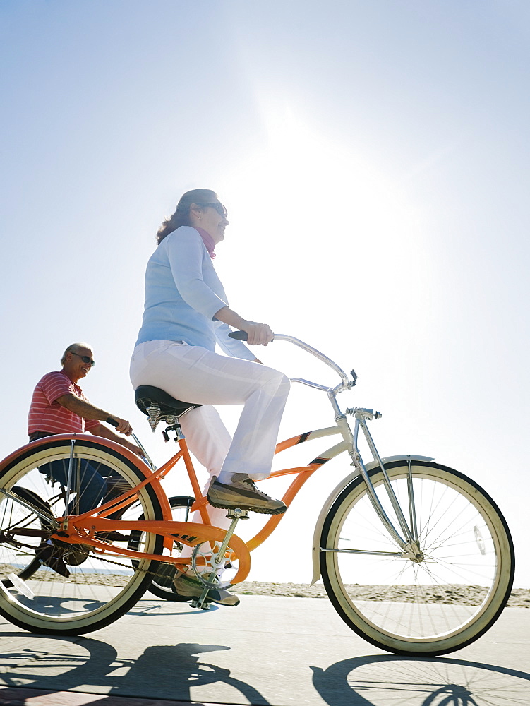 Couple riding bicycles