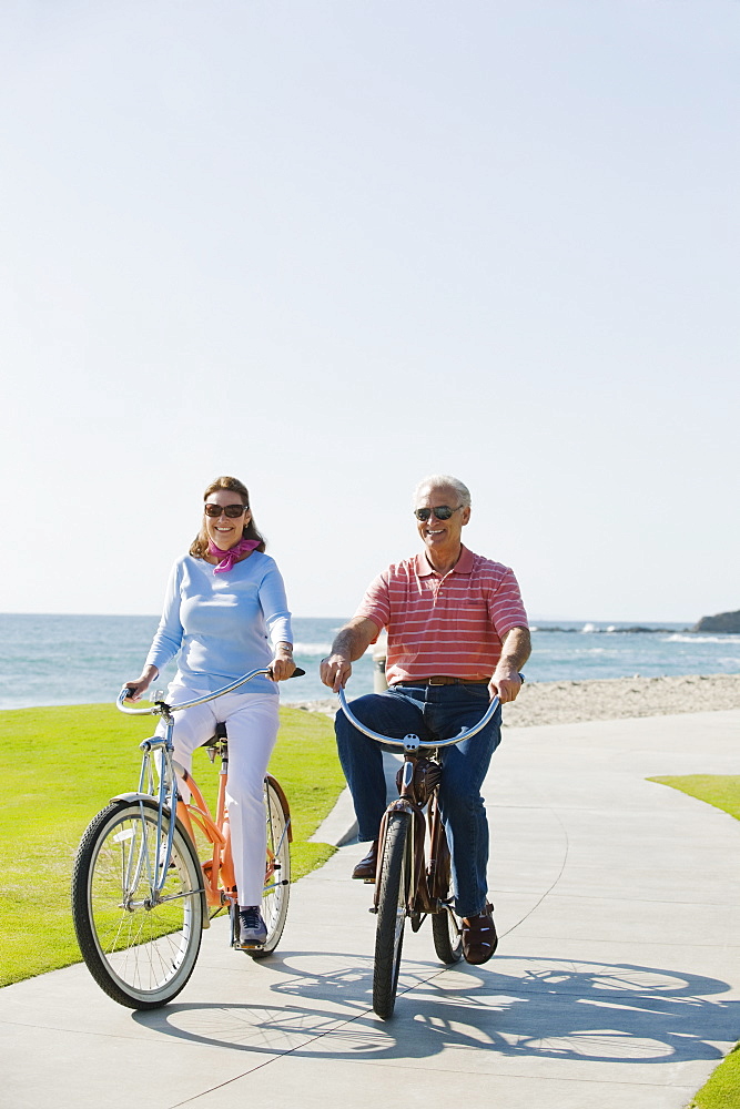 Couple riding bicycles