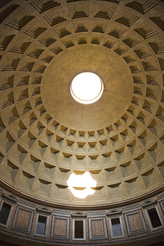 Interior view of the dome in the Pantheon, Italy