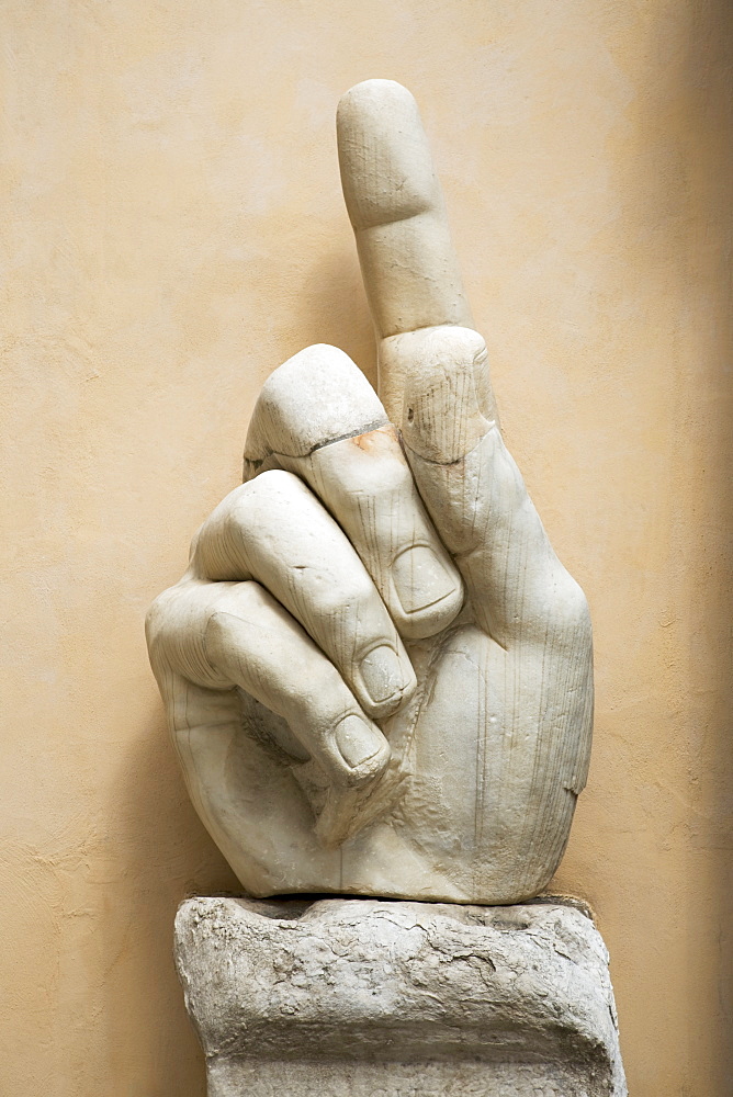 Close up of the hand of Constantine statue, Capitoline Museum, Italy