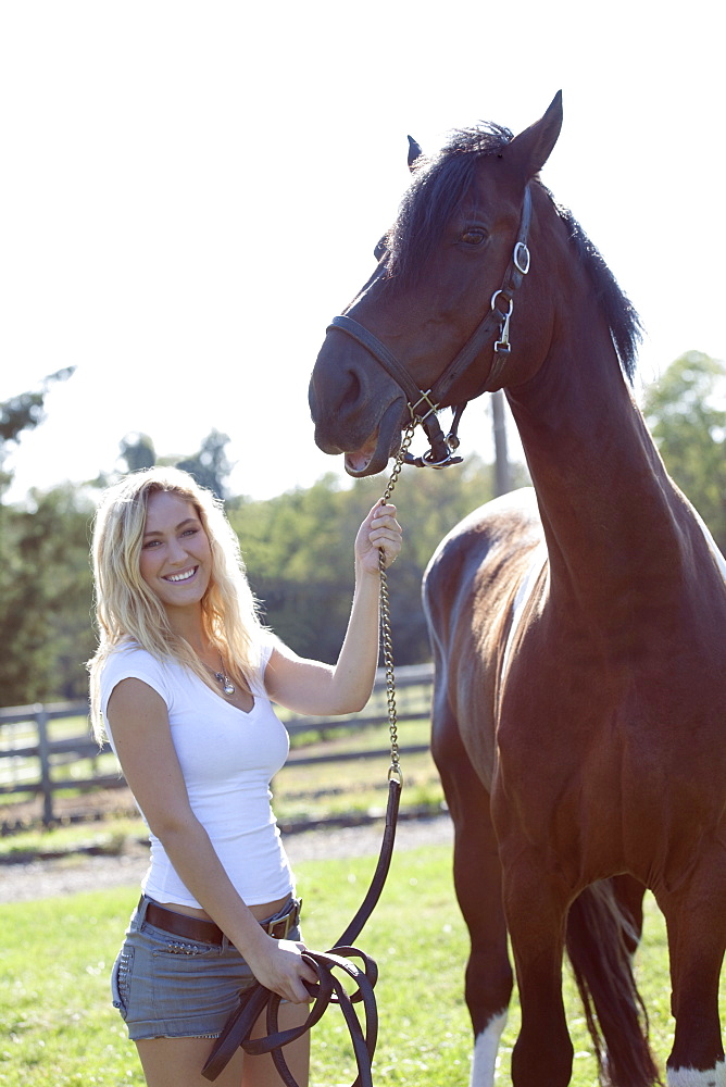 Woman with horse, Old Wick, New Jersey