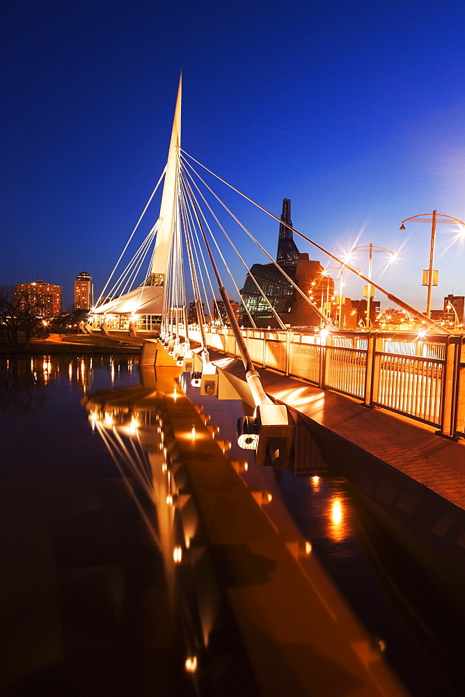 Illuminated footbridge, Winnipeg Manitoba, Canada