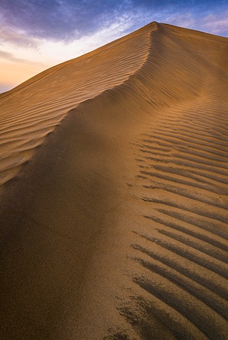 View od sand dune at sunset, Christmas Valley Dunes, Oregon