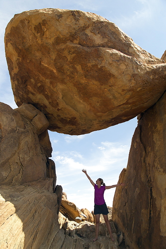 Woman visiting Balanced Rock, Balanced Rock Big Bend National Park Grapevine Hills, Texas 