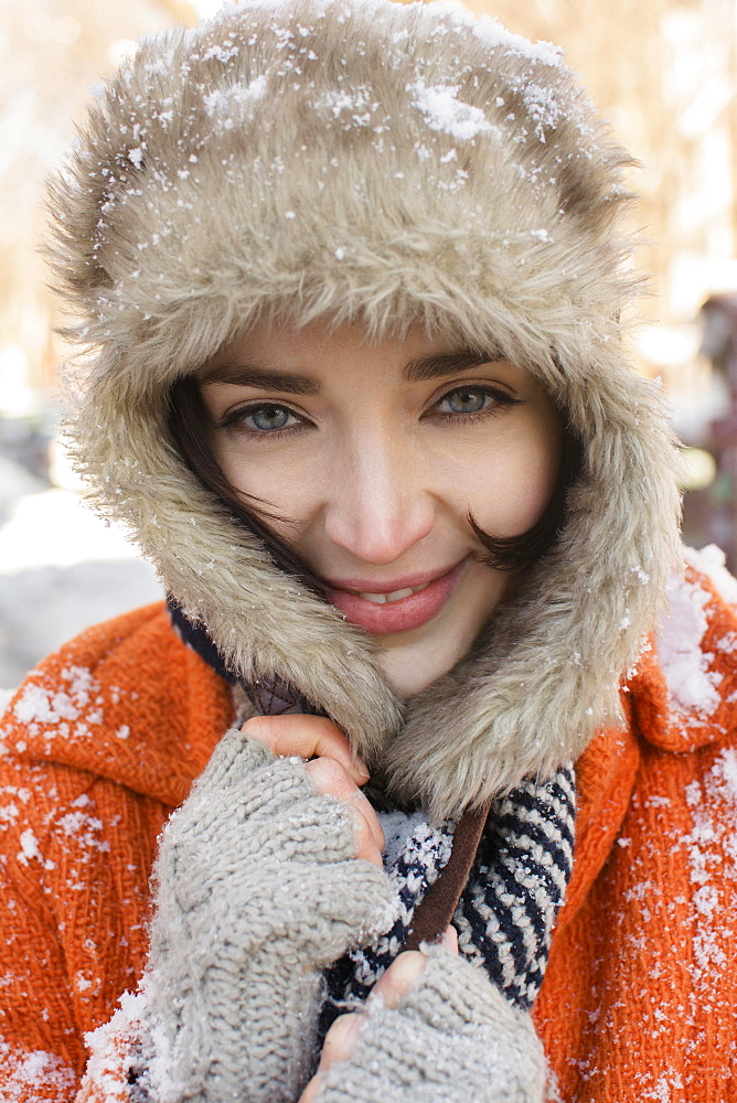 Portrait of woman in winter