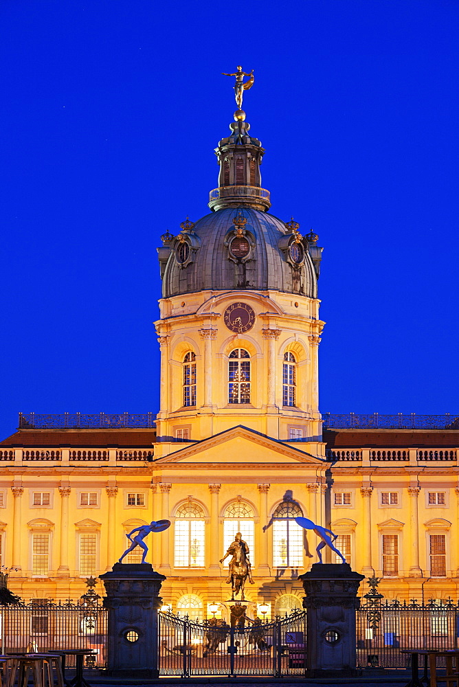 Facade and entrance at night, Germany, Berlin, Charlottenburg Palace