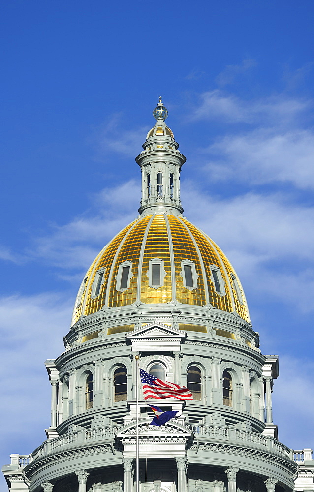 USA, Colorado, Denver, Capitol State building against blue sky