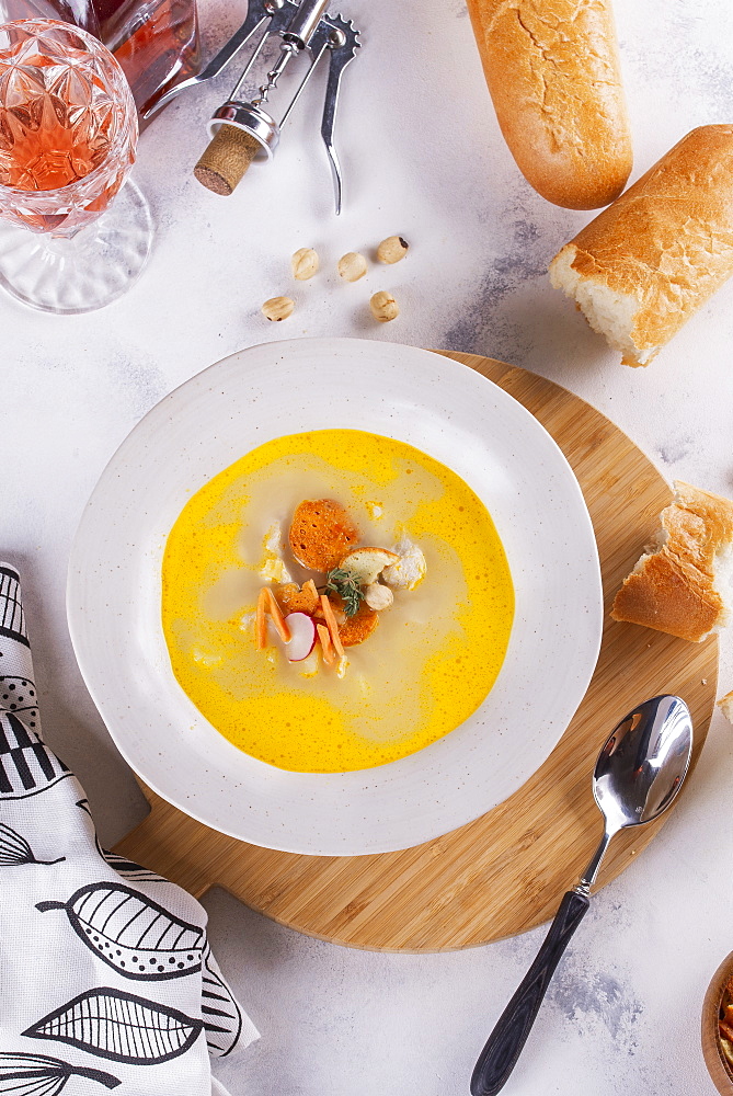 Pumpkin soup with croutons