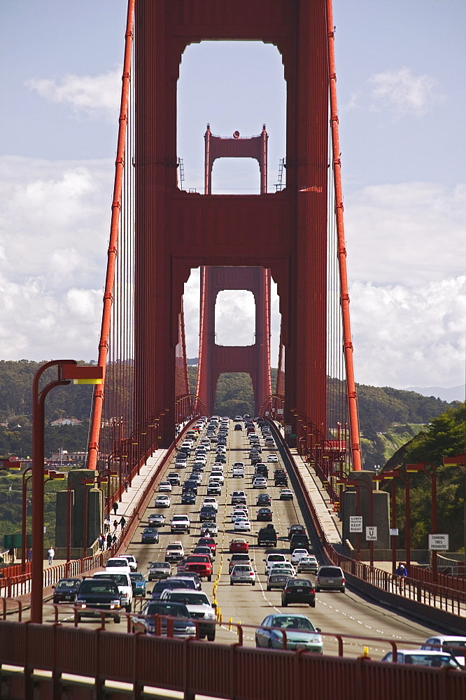 Traffic on the Golden Gate Bridge San Francisco California USA