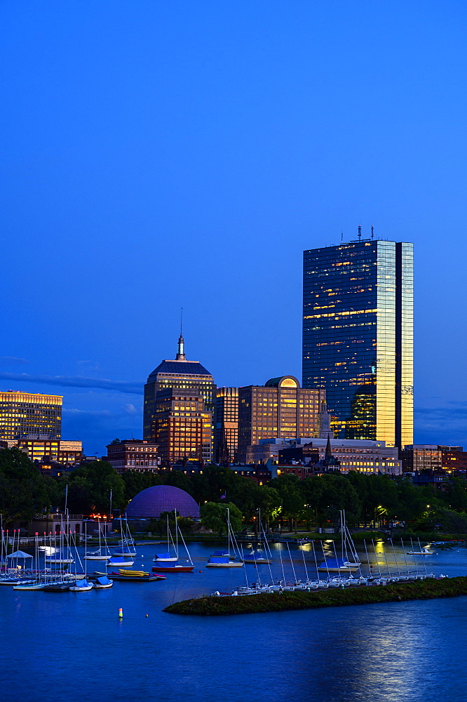 City skyline with harbor in Boston, Massachusetts, United States of America