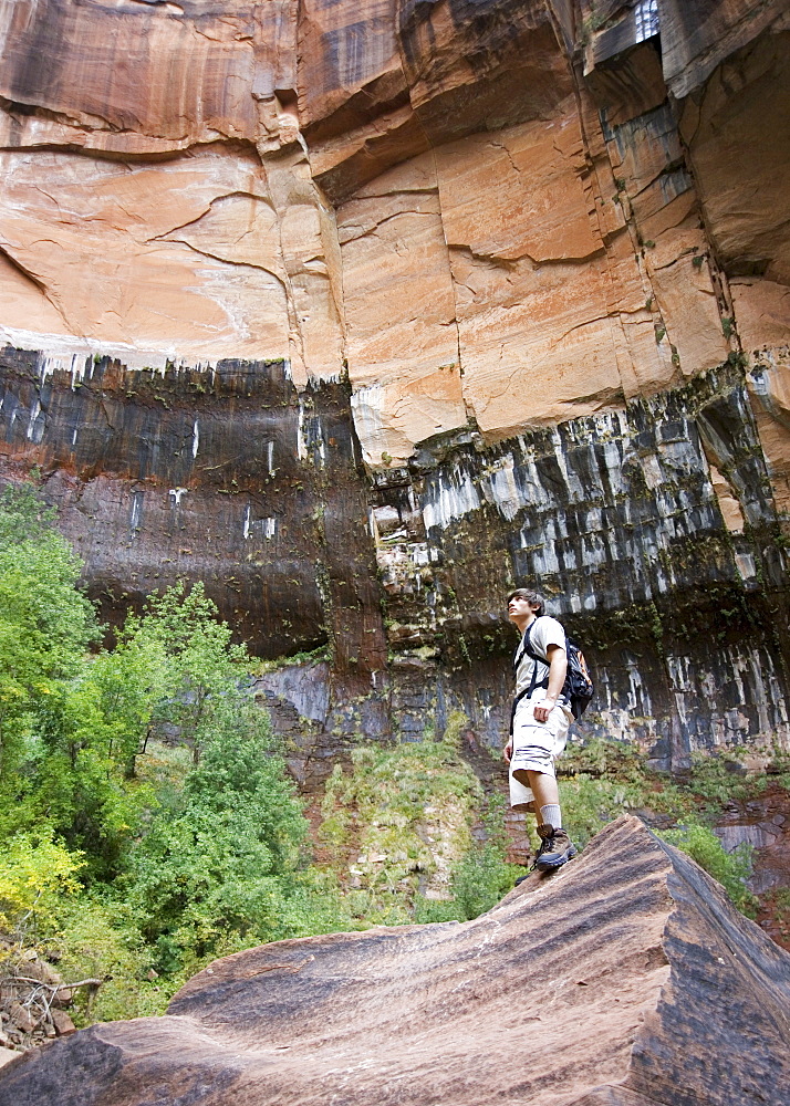 Male backpacker taking in the scenery