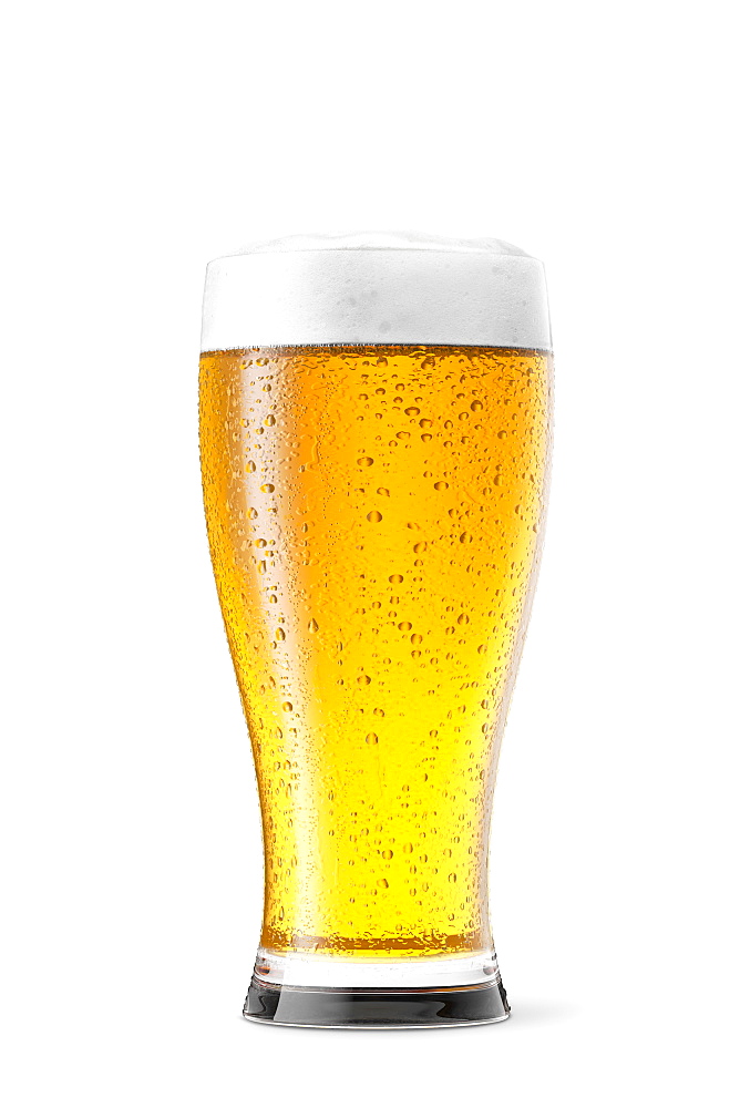 Glass of beer on white background