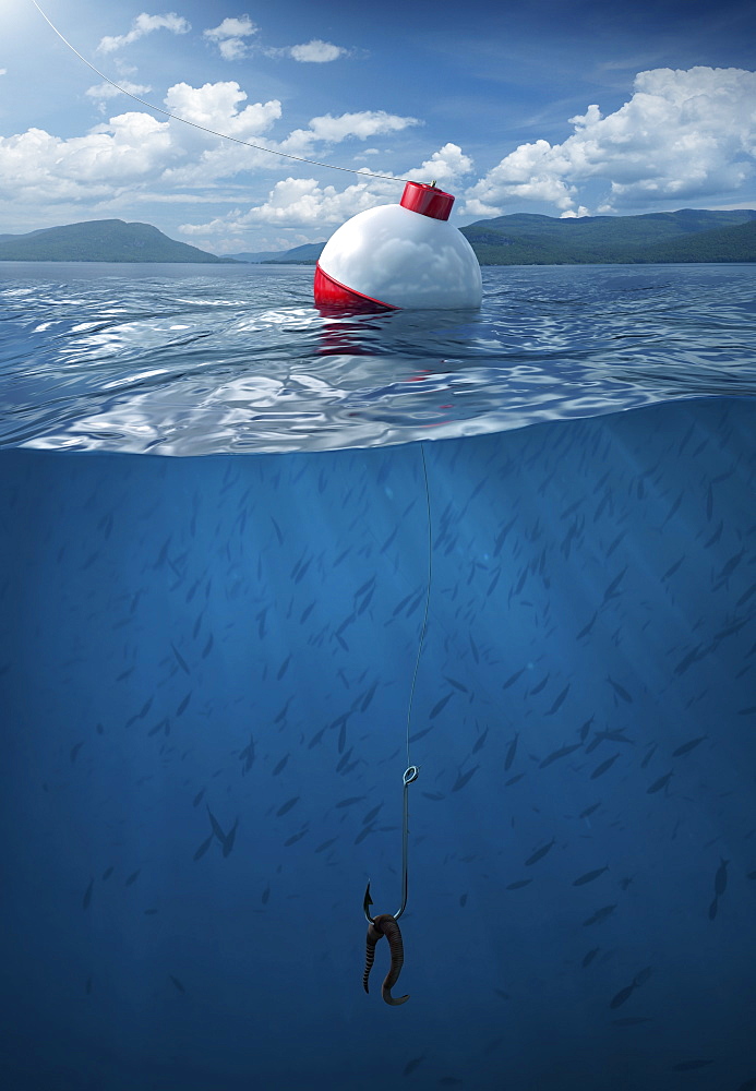 Fishing bobber floating on water