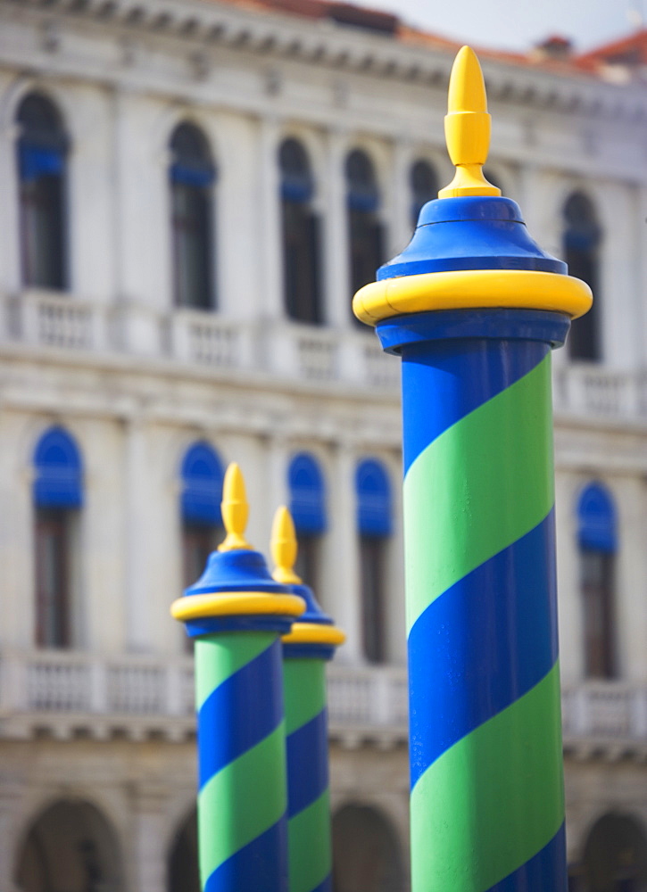 Mooring poles along the Grand Canal - Venice Italy