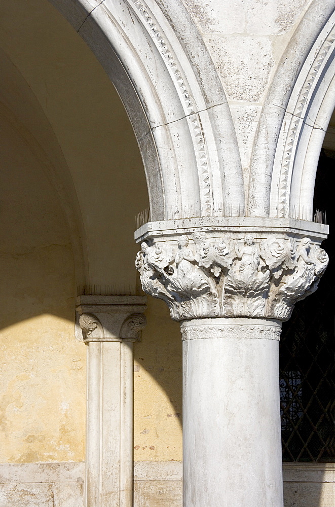 Column on the Doges' Palace Venice Italy