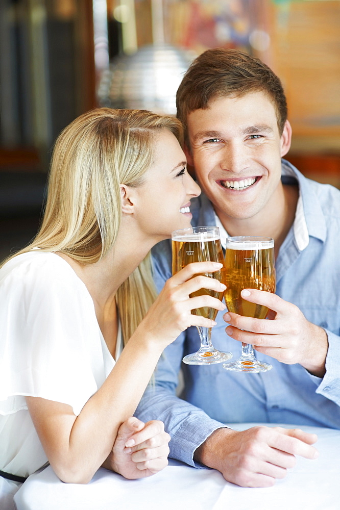 Couple drinking beer