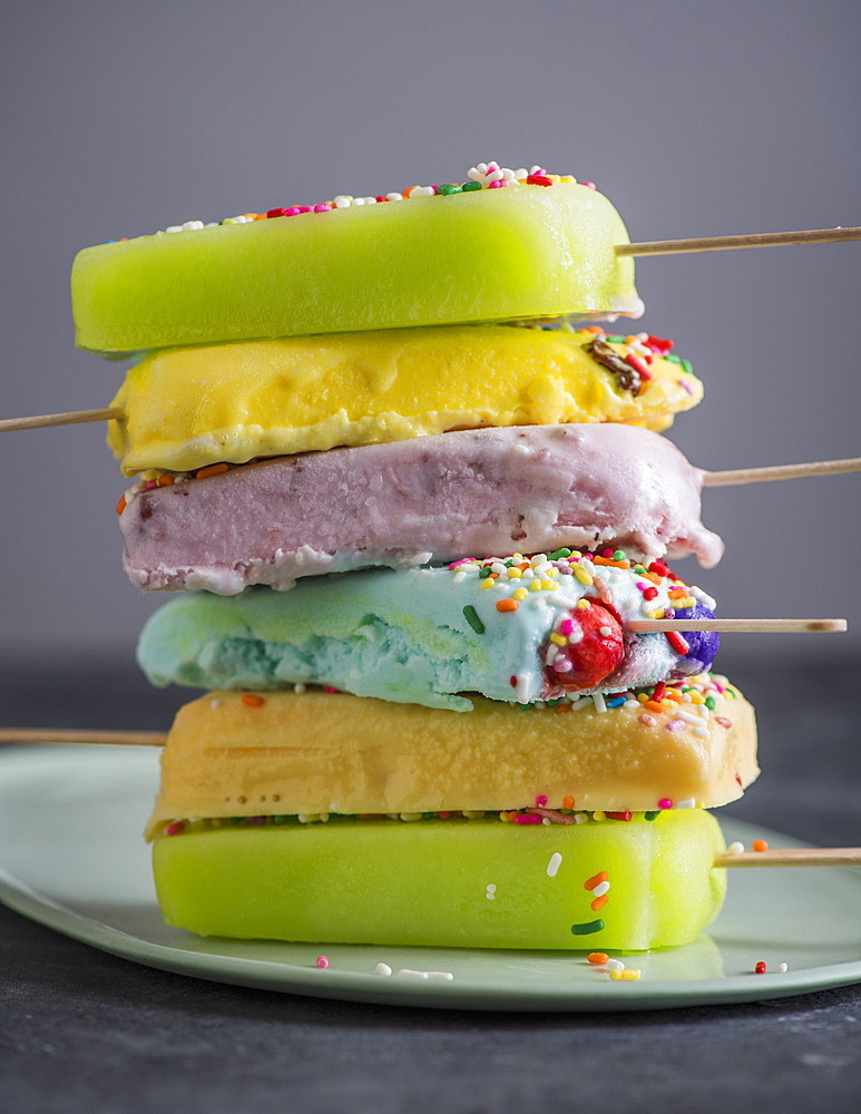 Stack of colorful popsicles