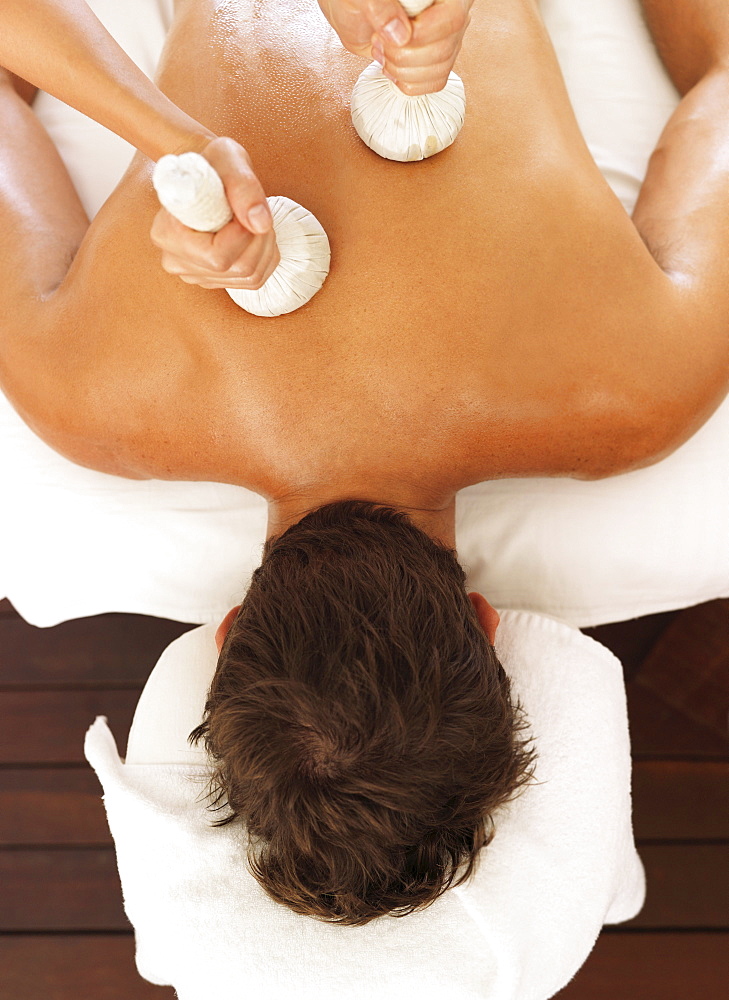 Man getting massage in spa