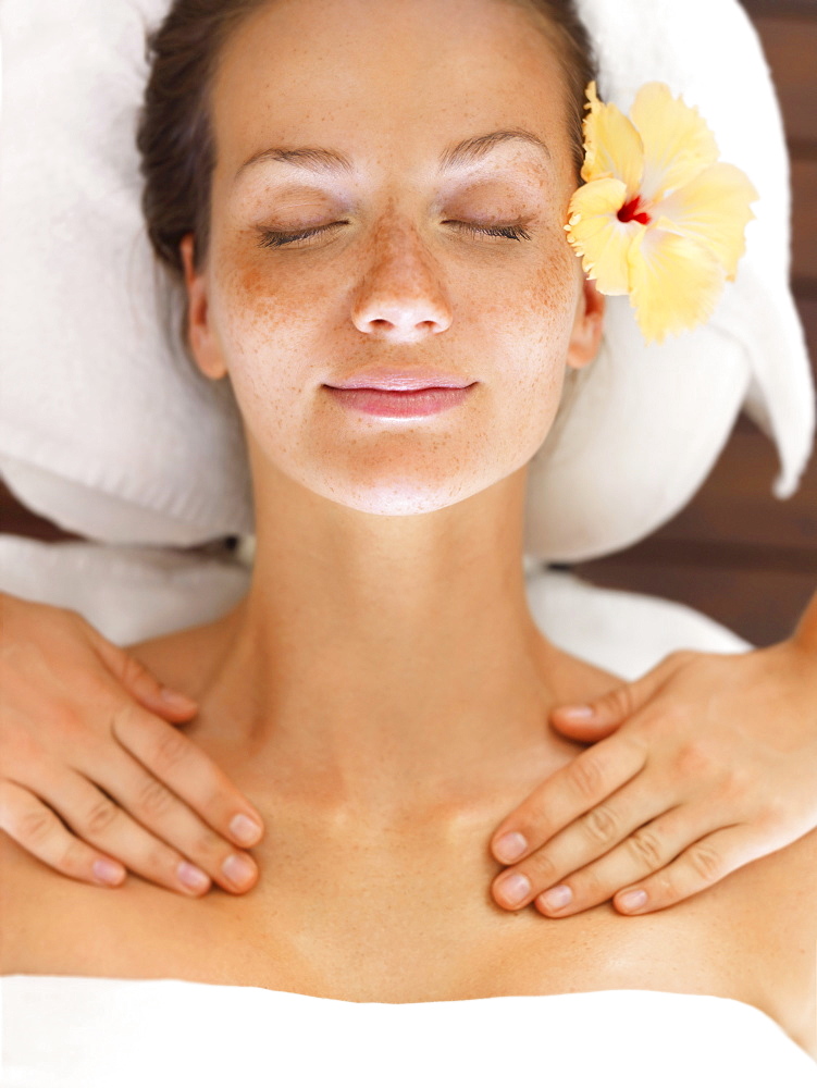 Woman relaxing in spa