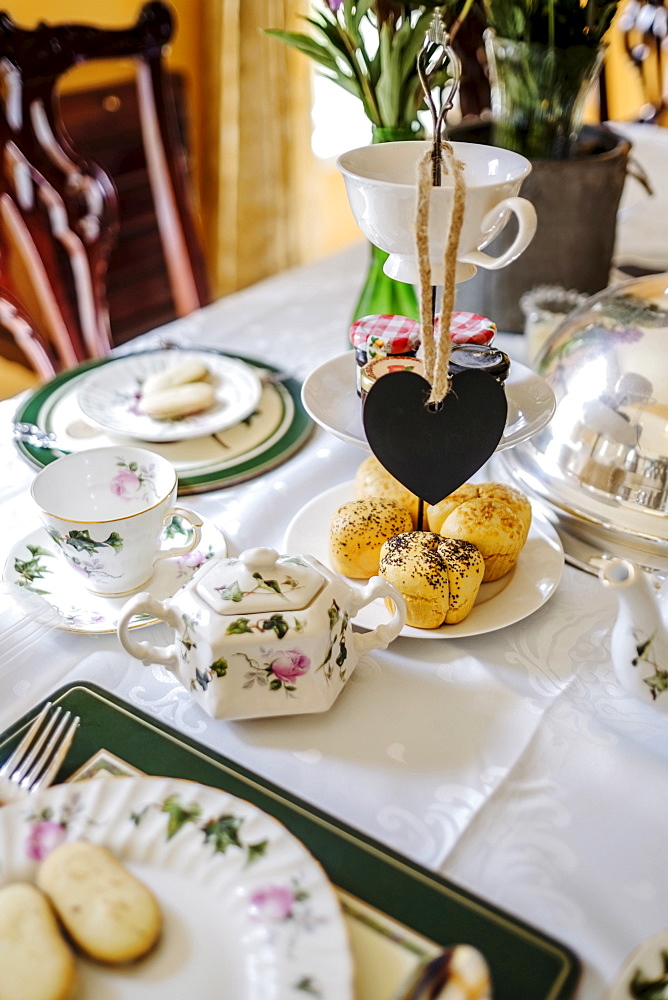 Tea party setting in the dining room