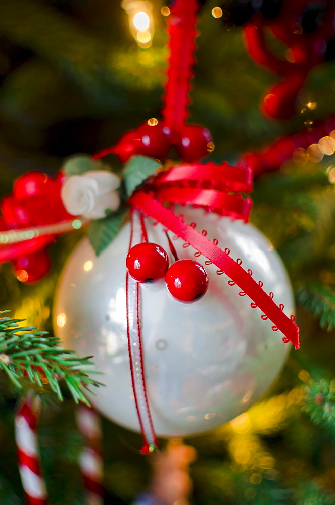 Close up of Christmas tree with decorations