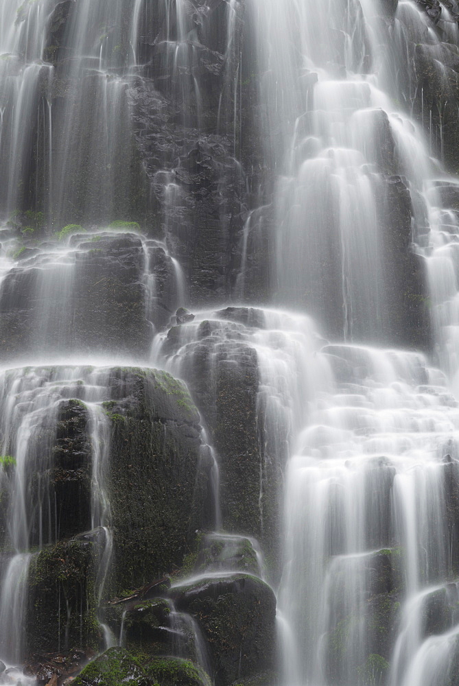 Close-up of rocky waterfall, Fairy Falls, Oregon