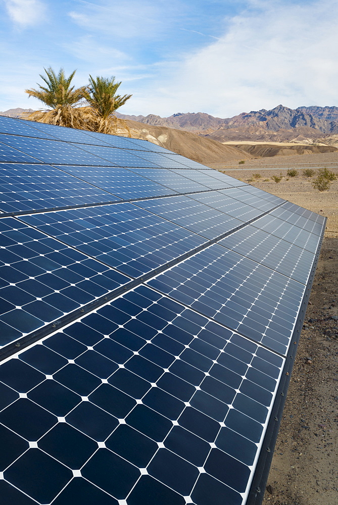 Solar panels on desert, Death Valley California