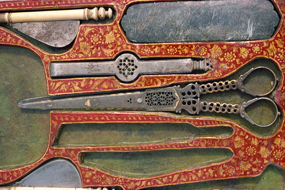 Detail of old cosmetic case, Negarestan Museum, Iran, Middle East